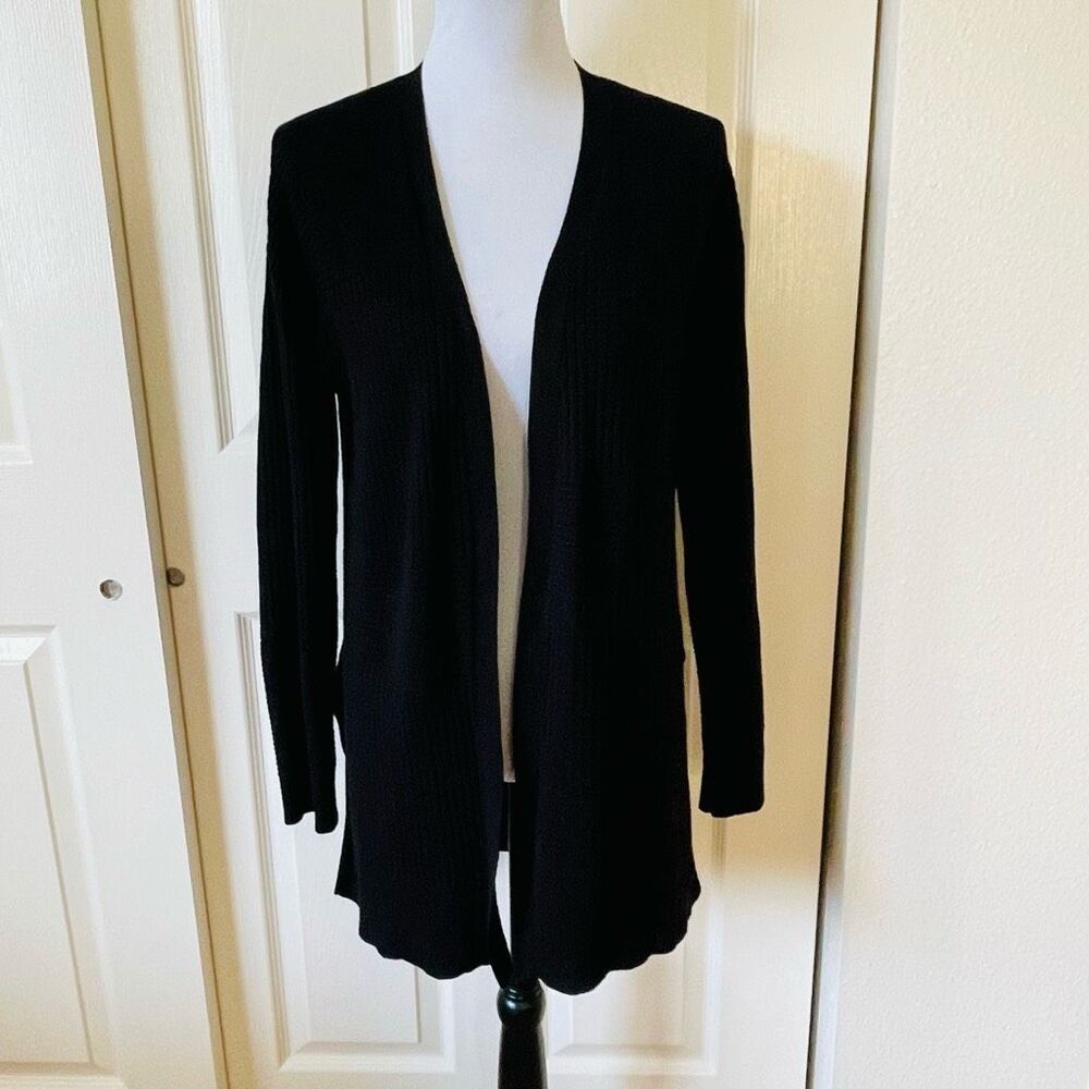 Verve Ami Long Black Open Front Cardigan size Small - Picture 11 of 11